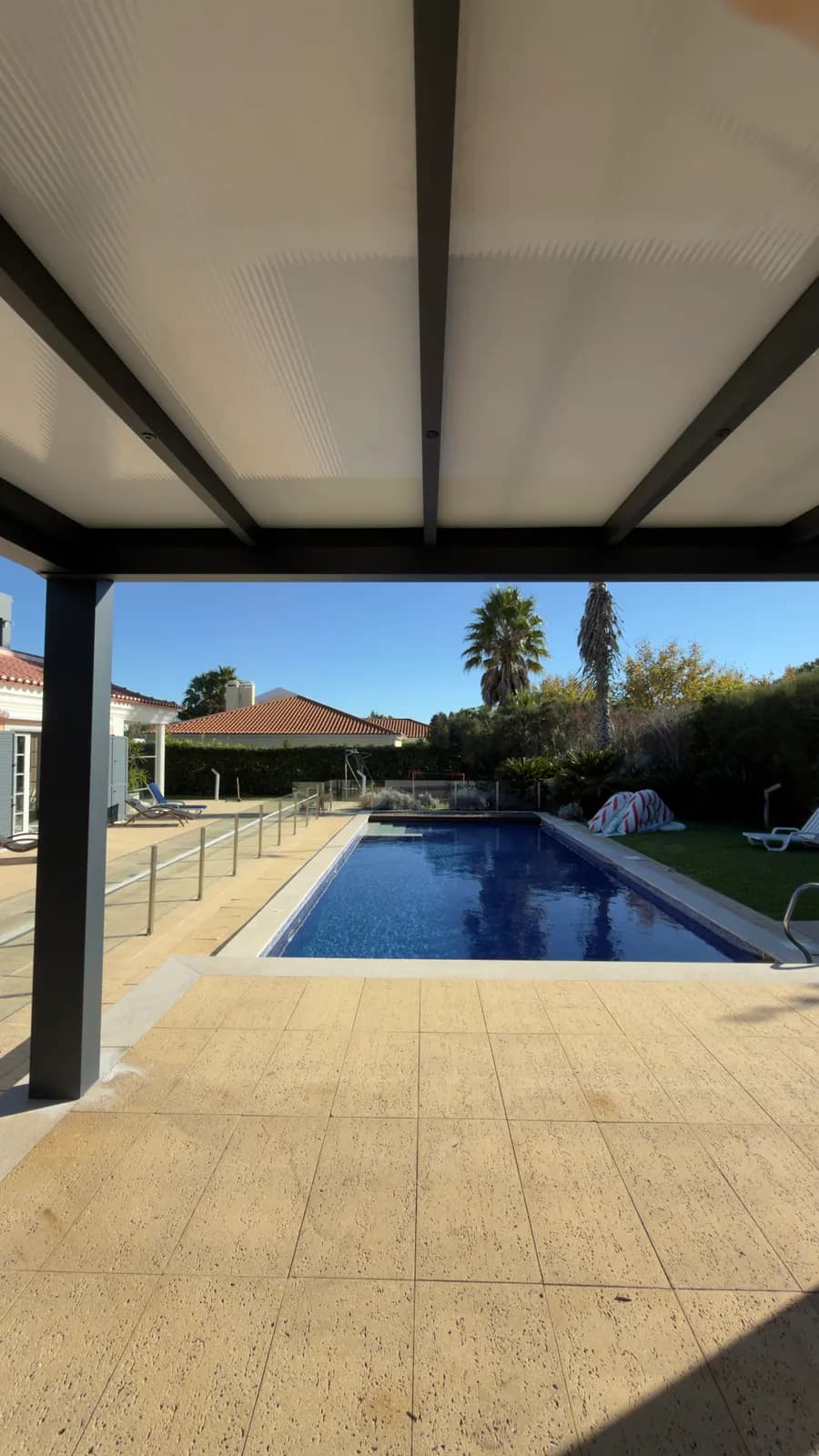 View from under the polycarbonate roof