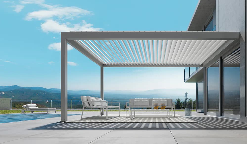 Coastal terrace with modern pergola
